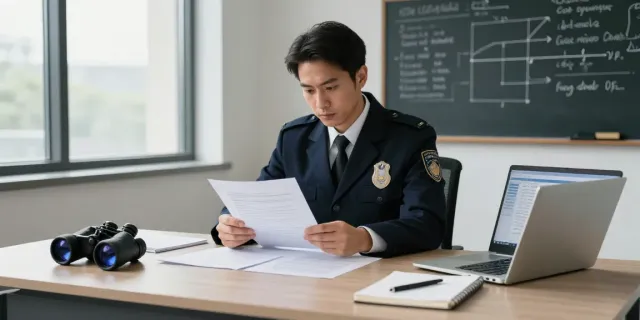Insightful office scene featuring 흥신소 굿탐정 investigator reviewing critical case files.