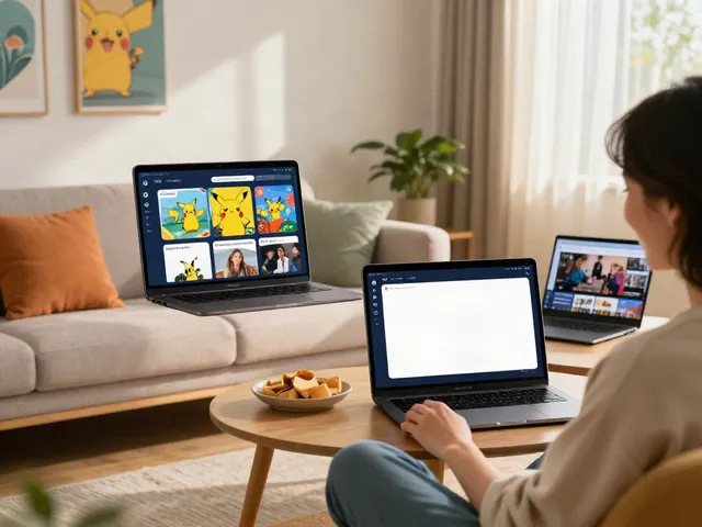 Pikachu App download APK new version Uptodown displayed on smartphone in cozy living room.