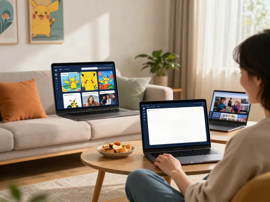 Pikachu App download APK new version Uptodown displayed on smartphone in cozy living room.