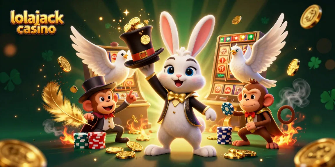 Experience the magic of lolajack casino with our colorful 3D illustration of slots and live casino action.