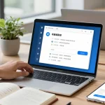 Adjusting Telegram Chinese Version language settings on a laptop in a modern workspace.