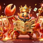 Aureon online casino showcases a rich 3D scene with a golden crab emperor and slot reels.